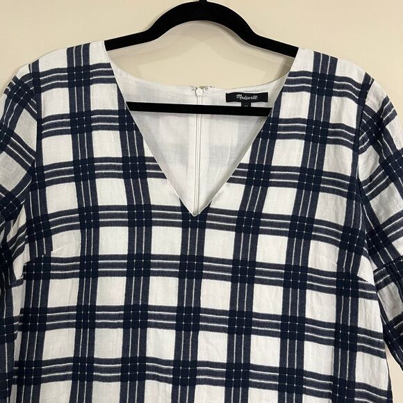 Madewell Leighton Plaid Mini Dress Navy Shift size 12 - Picture 3 of 7